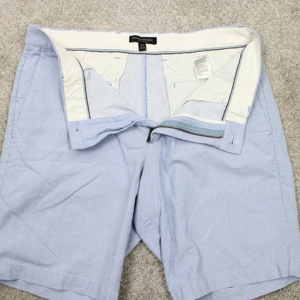 Banana Republic Aiden Club Chino Shorts Mens 34 Blue Cotton Textured 10